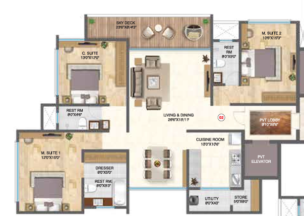  city one panache Floor Plan Floor Plan