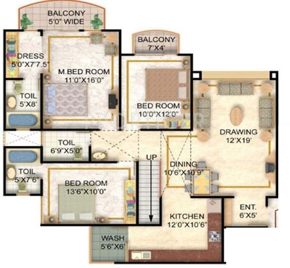 Niho Jasmine Scottish Garden Floor Plan (4BHK+4T)