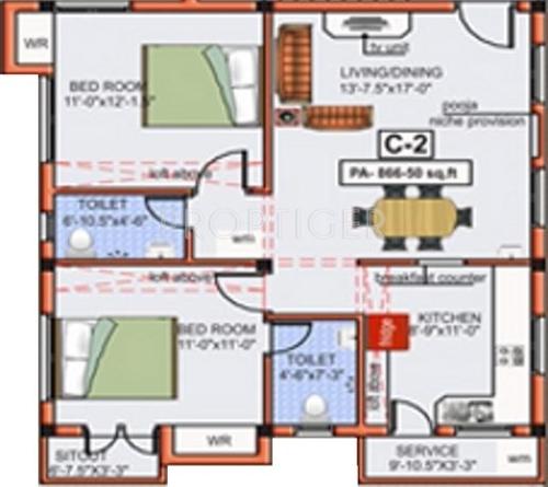 Mettupakkam MF Sanskriti (2BHK+2T (866 sq ft) 866 sq ft)