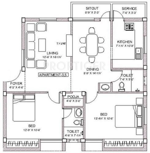 Pushkar Lakshmi Terrace (2BHK+2T (1,110 sq ft)   Pooja Room 1110 sq ft)