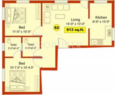 Aliyah Celsia (2BHK+2T (813 sq ft) 813 sq ft)