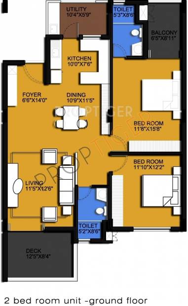 Sri Sai Mourya Mourya Tranquil Floor Plan (2BHK+2T)