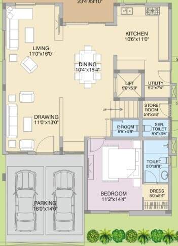  county villa 1 to 171 phase 2 Floor Plan Ground Floor Plan