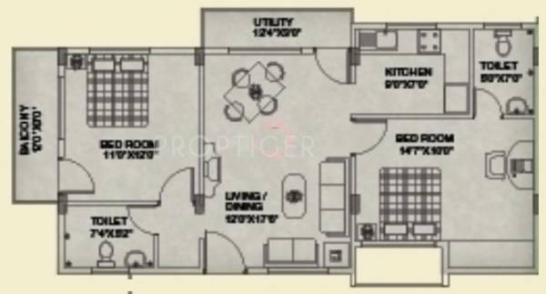 Nanda Crest (2BHK+2T (963 sq ft) 963 sq ft)