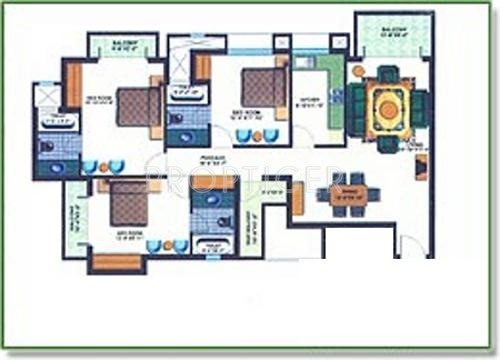 Mapsko Krishna Apra Residency Floor Plan (3BHK+3T)