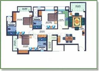 Floor Plan (3BHK+3T) Mapsko Krishna Apra Residency Floor Plan (3BHK+3T)