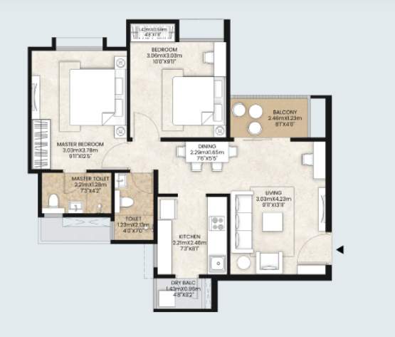 happinest tathawade phase 1 Floor Plan Floor Plan