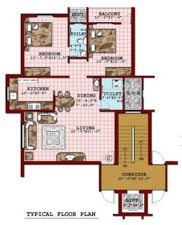 Nahar Nahar Turquoise (2BHK+2T (1,102 sq ft) 1102 sq ft)
