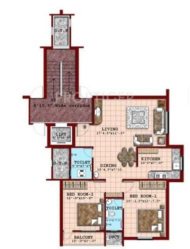 Nahar Nahar Turquoise (2BHK+2T (1,075 sq ft) 1075 sq ft)
