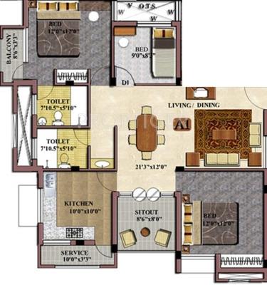 Khurinji Acacia (3BHK+2T (1,390 sq ft) 1390 sq ft)