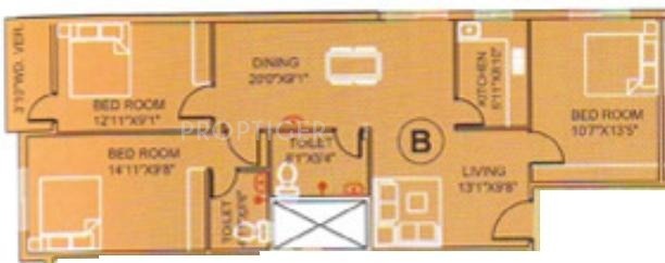 GM Meena Elegant (3BHK+3T (1,301 sq ft) 1301 sq ft)
