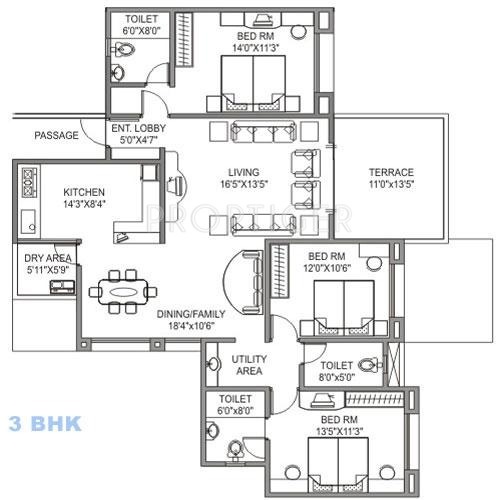 Goel Akash Ganga (3BHK+3T (1,755 sq ft) 1755 sq ft) Goel Akash Ganga (3BHK+3T (1,755 sq ft) 1755 sq ft)