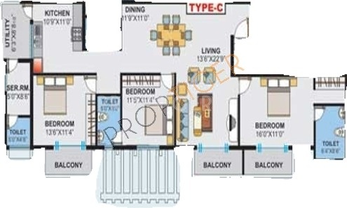 Arya Severia (3BHK+3T (1,908 sq ft)   Servant Room 1908 sq ft)