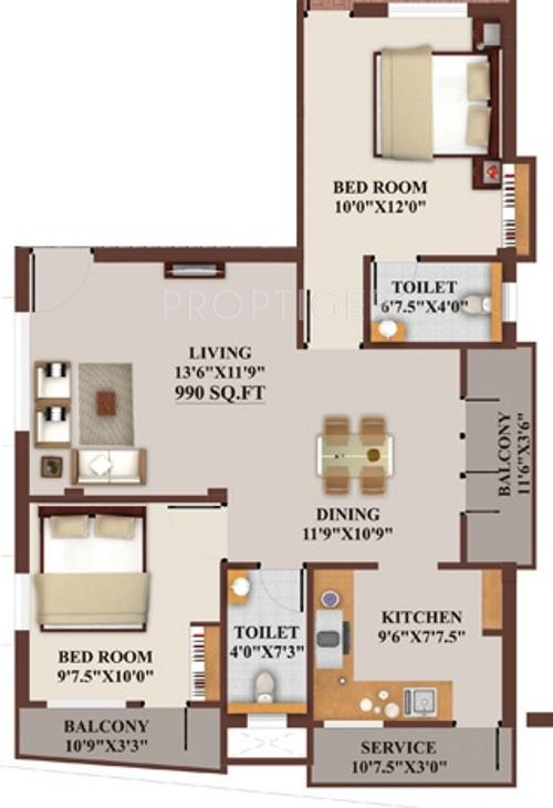 ACE Swarnam (2BHK+2T (990 sq ft) 990 sq ft)