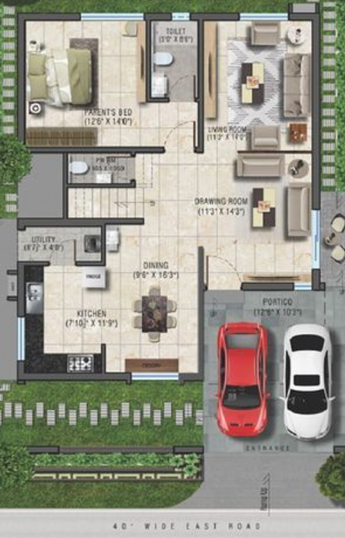  acs prime villas Floor Plan Ground Floor Plan