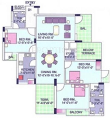 CGHS Group NPSC Apartment Floor Plan (3BHK+3T)