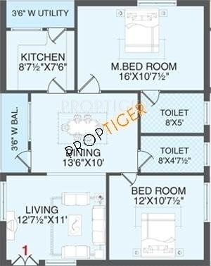 SAP Constructions Nandavanam Apartments Floor Plan (2BHK+2T)