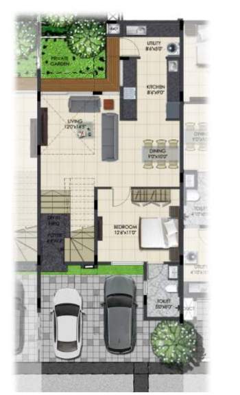  urban serenity row houses Floor Plan Ground Floor Plan