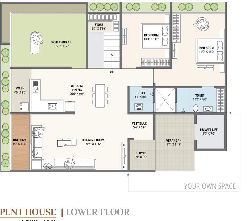  revanta 3 Floor Plan Lower Level Penthouse Plan
