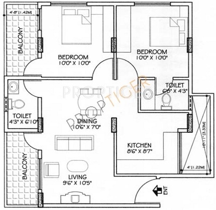 Narayan NE Sree Narayana Nilaya Floor Plan (2BHK+2T)