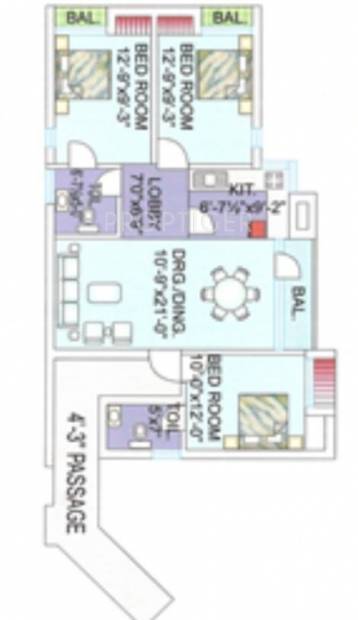 CGHS Group Progressive Apartment Floor Plan (3BHK+3T)