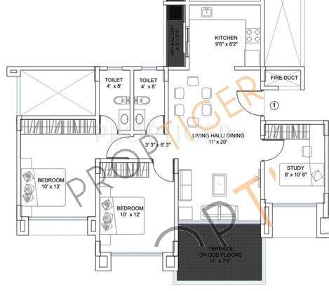 Rama Air Castles (3BHK+2T (1,126 sq ft) 1126 sq ft)