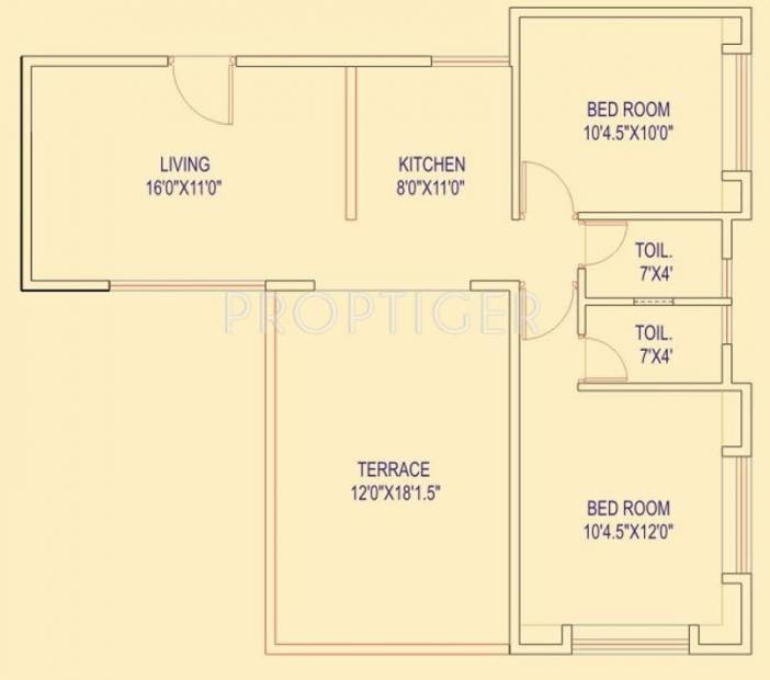 Kenjale Spring Meadows (2BHK+2T (845 sq ft) 845 sq ft)