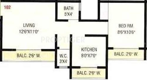 Square Neelkanth Heights (1BHK+1T (645 sq ft) 645 sq ft)