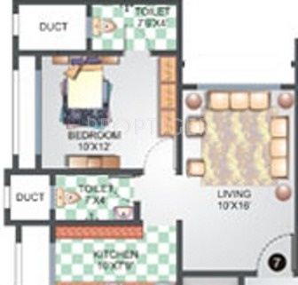 Ecohomes Eco Palms Floor Plan (1BHK+2T)