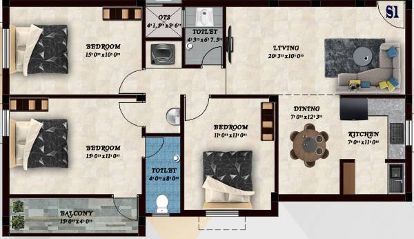  sai-varalakshmi-flats Floor Plan Floor Plan
