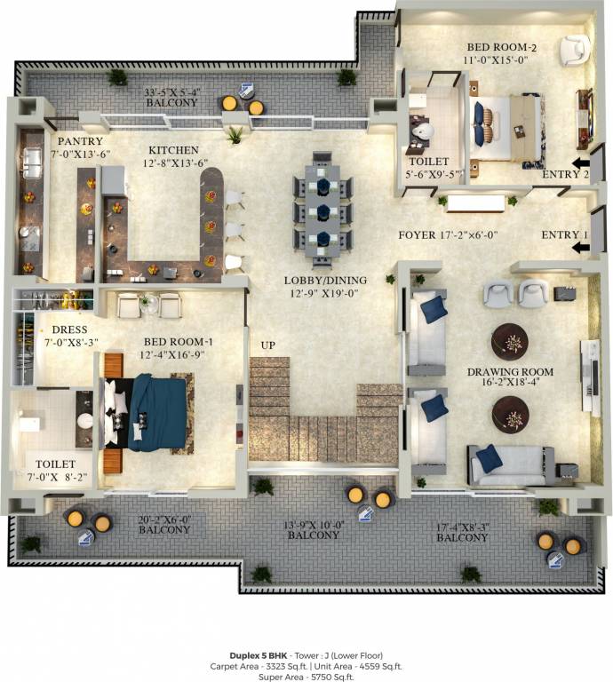 green lotus utsav Floor Plan Lower Level Duplex Plan