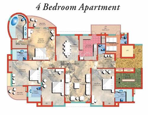 Pearls Gateway Towers (4BHK+4T (3,161 sq ft)   Servant Room 3161 sq ft)