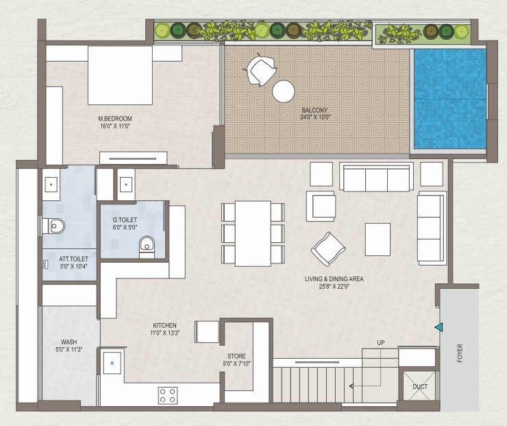 the bougainvillea Floor Plan Lower Level Duplex Plan
