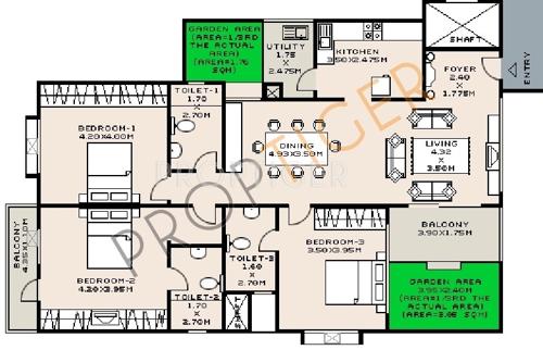 Sobha Amber (3BHK+3T (1,826 sq ft) 1826 sq ft)