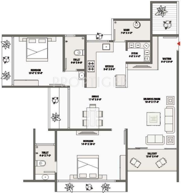 Aaryan Aaryan City (2BHK+2T (1,305 sq ft) 1305 sq ft)
