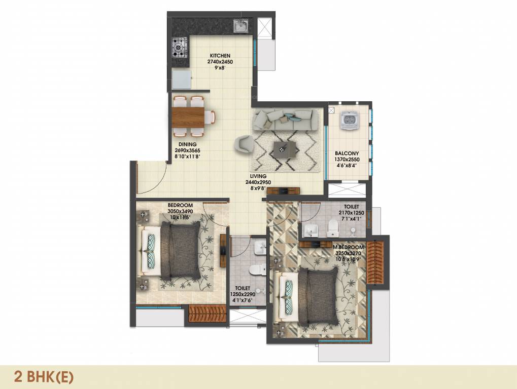 990 sq ft 2 BHK 2T Apartment for Sale in Alcove Realty New Kolkata