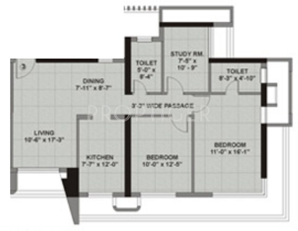 Kalpataru Gardens II (2BHK+2T (1,220 sq ft)   Study Room 1220 sq ft)