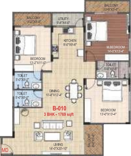 1769 sq ft 3 BHK 3T Apartment for Sale in Hoysala Projects Hallmark ...