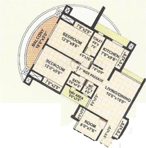 Rutu Towers (2BHK+2T (990 sq ft)   Study Room 990 sq ft)