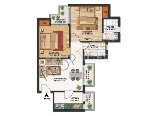 Paras Tierea (2BHK+2T (825 sq ft) 825 sq ft)