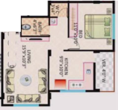 Ravindra Vakratunda Height (1BHK+1T (758 sq ft) 758 sq ft)