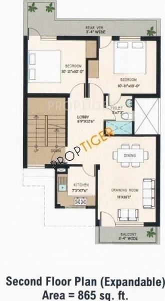 Wave Prime Floors (2BHK+1T (865 sq ft) 865 sq ft) Wave Prime Floors (2BHK+1T (865 sq ft) 865 sq ft)