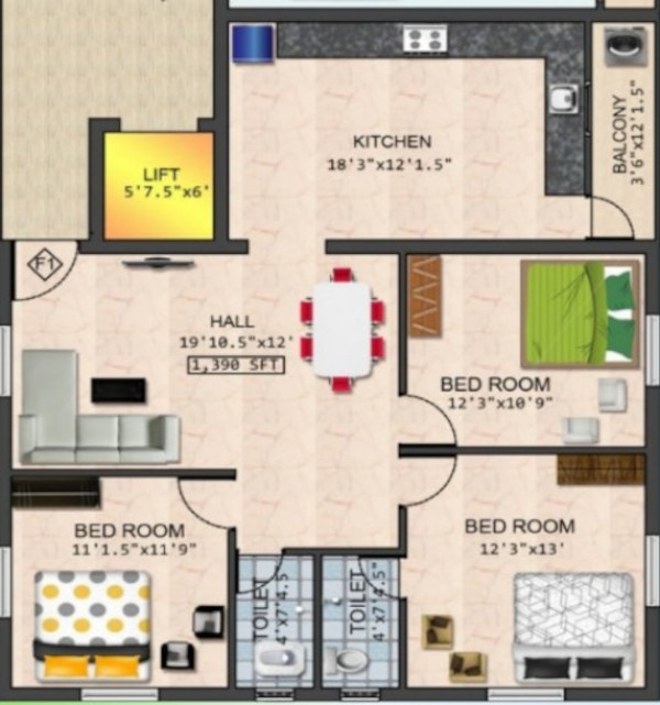  anugraha apartment Floor Plan Floor Plan