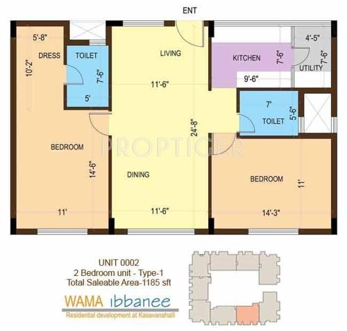 Wama Wama Ibbanee (2BHK+2T (1,185 sq ft) 1185 sq ft)