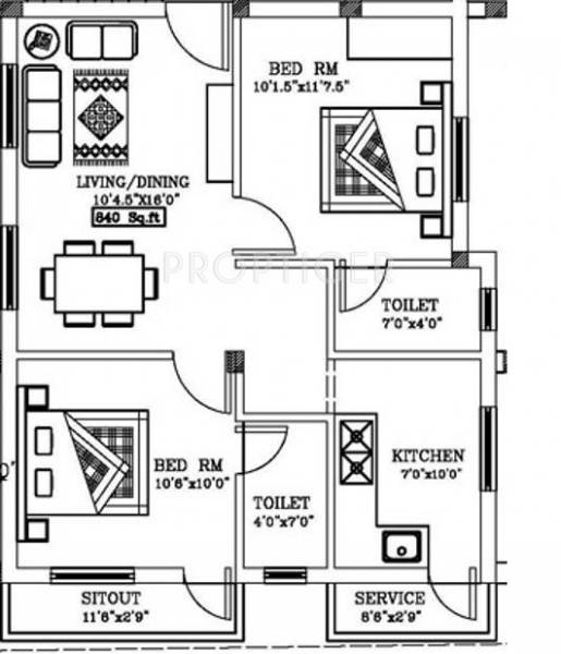 Pranav Angels (2BHK+2T (840 sq ft) 840 sq ft)
