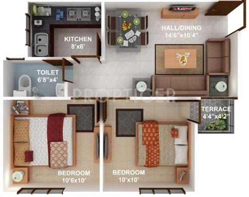 Fortune Soumya Atlantis (2BHK+2T (684 sq ft) 684 sq ft)