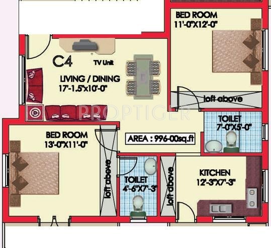 Engineers Westwood Residency (2BHK+2T (996 sq ft) 996 sq ft)