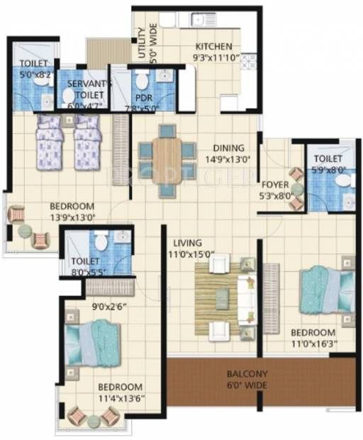 Umiya Sundance Apartments (3BHK+4T (2,077 sq ft) 2077 sq ft)