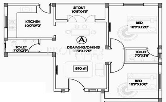 Le Kala Srinivas (2BHK+2T (890 sq ft) 890 sq ft) Le Kala Srinivas (2BHK+2T (890 sq ft) 890 sq ft)