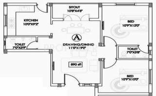 Le Kala Srinivas (2BHK+2T (890 sq ft) 890 sq ft) Le Kala Srinivas (2BHK+2T (890 sq ft) 890 sq ft)